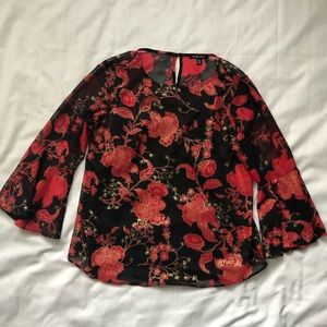 Floral Flair Sleeve Blouse